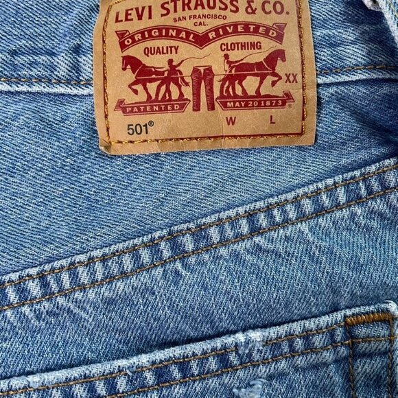 Levi Strauss 501 Denim Blue Jeans u Short Short Daisy Duke Hot Pants Size W28 Hi - Picture 7 of 7